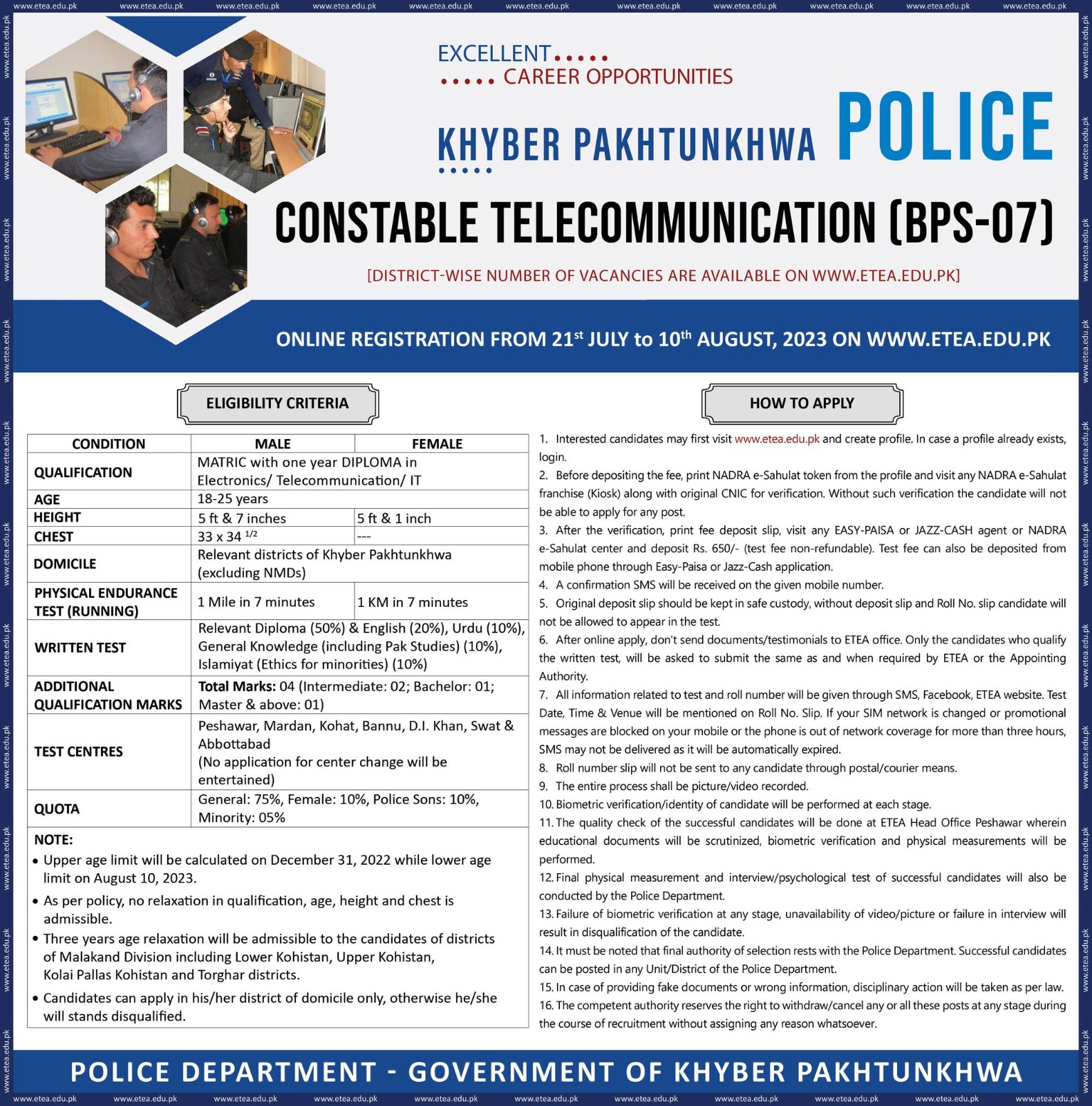KPK Police Jobs 2024 Latest Advertisement