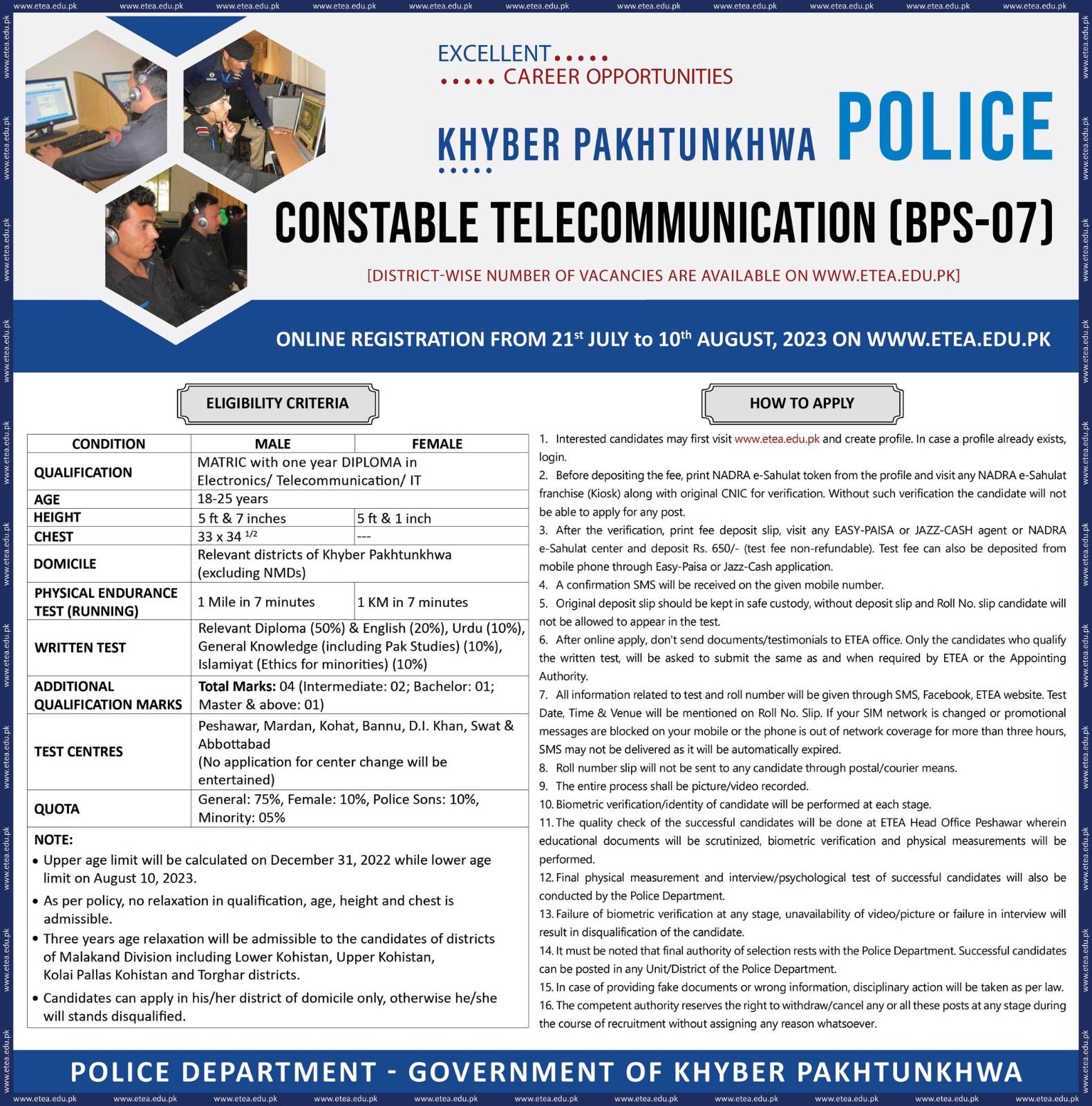 KPK Police Jobs 2025 Latest Advertisement